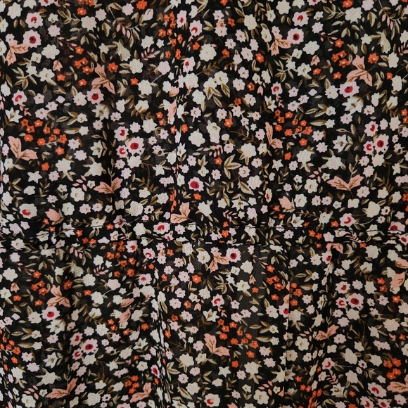 Duster Top Dark Floral Midi Sheer Cottagecore Bohemian Hippie Feminine Girly S - Picture 10 of 17